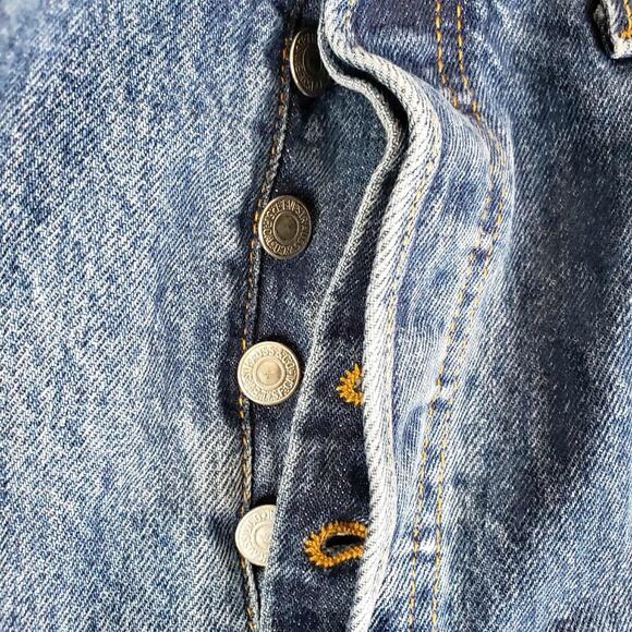Levis 501 Jeans Mens 34x35 Blue Denim Button Fly Straight Medium Wash XX - Picture 6 of 15
